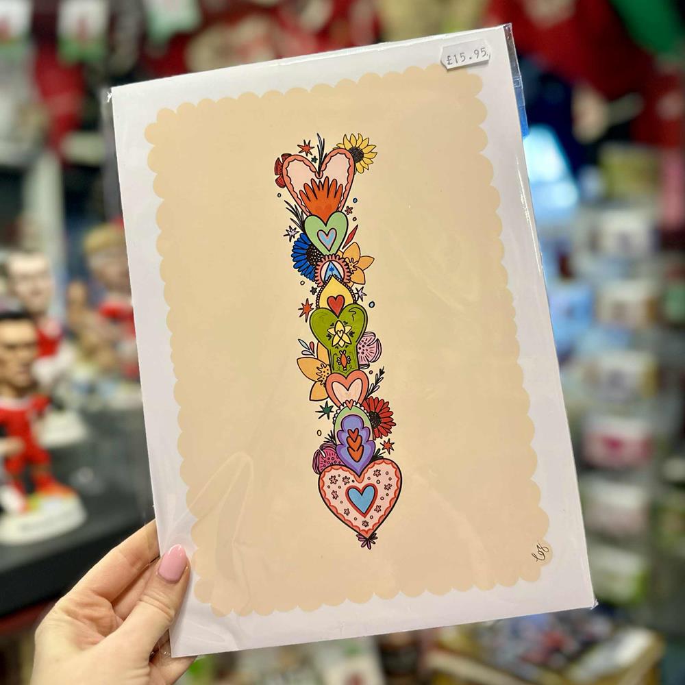 Lovespoon & Flowers A4 Print